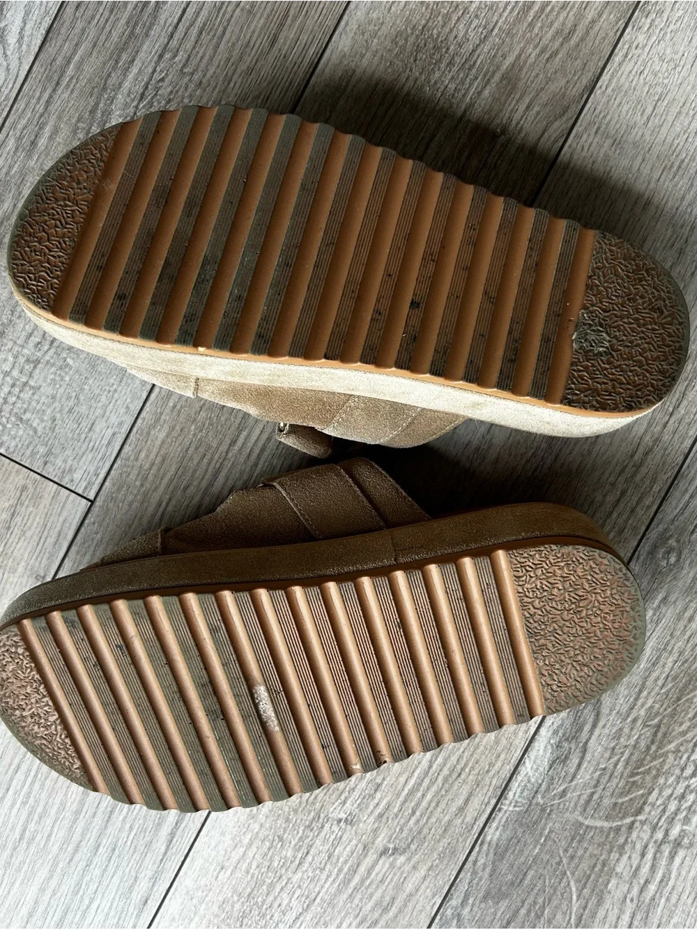 Steve Madden Taupe/Brown Double-Buckle Slide Sandals